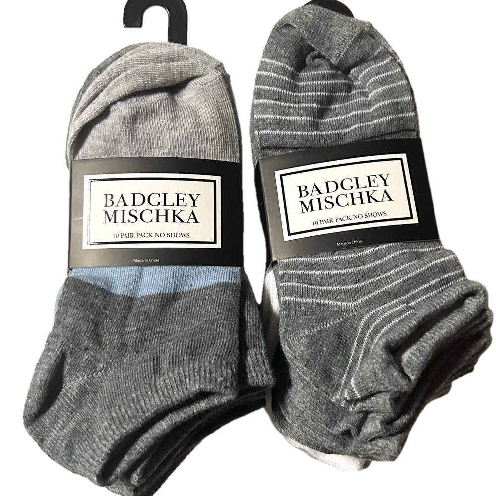 Badgley Mischka Woman’s No Show Socks 20 Pairs Gray Blue White Size 5.5-11 NEW